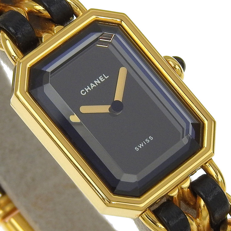 [Chanel] Chanel Premiere l Watch H0001 Gold plaqué x cuir Quartz Affichage analogique Black Dial Premiere l Women's A-Rank