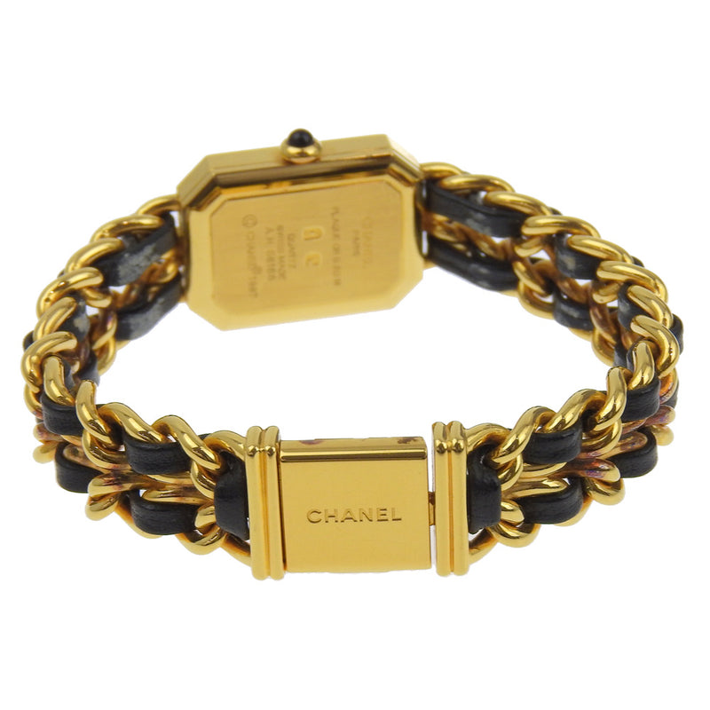 [Chanel] Chanel Premiere l Watch H0001 Gold plaqué x cuir Quartz Affichage analogique Black Dial Premiere l Women's A-Rank