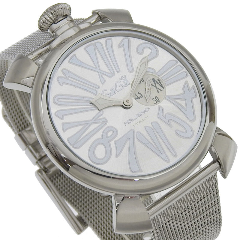 [GAGA MILANO] Gaga Milano 
 Manurer 46 Watches 
 5080.3 Stainless Steel Quartz Small second SilverDial Manure 46 Men's A-Rank