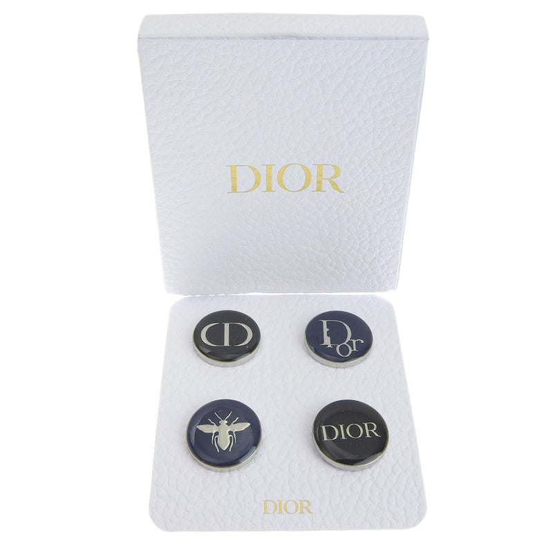 【Dior】ディオール
 ピンバッチ４点セット ブローチ
 ロゴ 蜂 金属製 シルバー/黒 約38g 4-piece pin badge set ユニセックスA+ランク