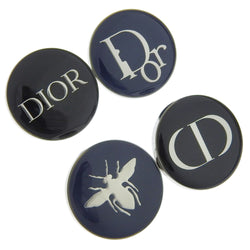 【Dior】ディオール
 ピンバッチ４点セット ブローチ
 ロゴ 蜂 金属製 シルバー/黒 約38g 4-piece pin badge set ユニセックスA+ランク