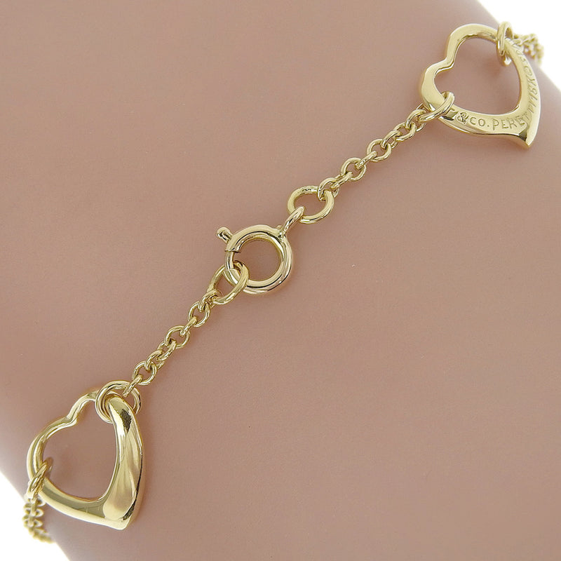 [Tiffany & Co.] Tiffany 
 열린 심장 팔찌 
 5p K18 옐로우 골드 하트 대략 3.8g 오픈 하트 숙녀 랭크