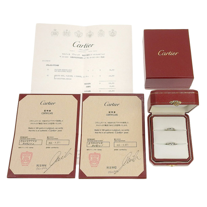 【CARTIER】カルティエ
 ウェディングリング リング・指輪
 ペア2本セット 1Pダイヤ B4057748 Pt950プラチナ  Wedding rings ユニセックスAランク