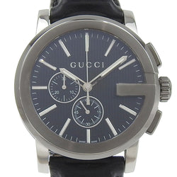 [GUCCI] Gucci 
 G Chrono Watch 
 101.2 Stainless Steel×Embossed Leather Quartz Chronograph Black Dial G CHRONO Men's A-Rank