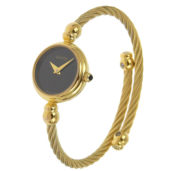 [GUCCI] Gucci 
 Bangle watch 
 2700.2.L Plated Gold Quartz Analog display Black Dial Bangle Ladies A Rank