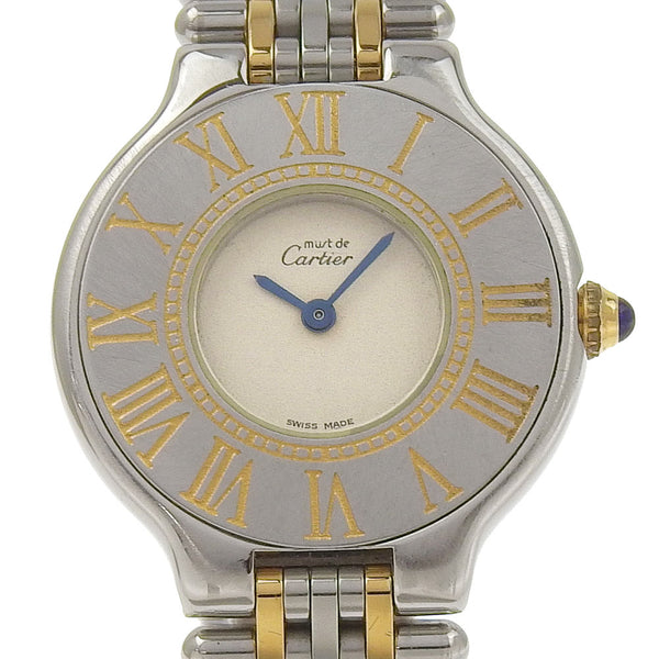 [Cartier] Cartier 
 Must 21 wristwatch 
 Stainless Steel Quartz Analog display IvoryDial Must21 Ladies B-Rank