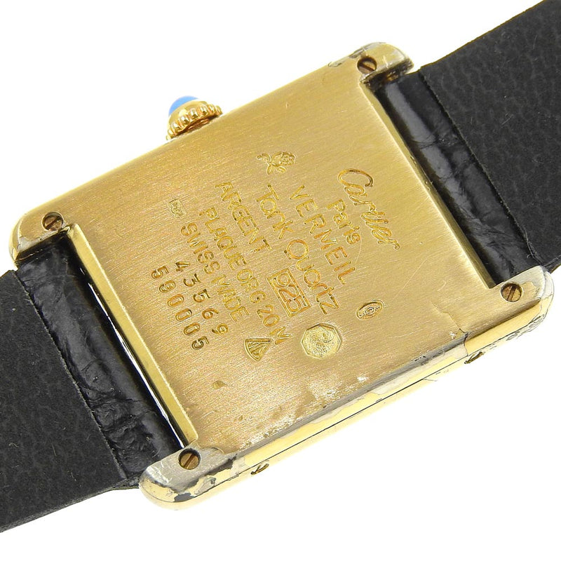 [Cartier] Cartier 
 Tank Vermeille Watch 
 Silver 925 × Crocodile Gold Quartz Analog display Silver Dial Tank VERMEIL Ladies B-Rank