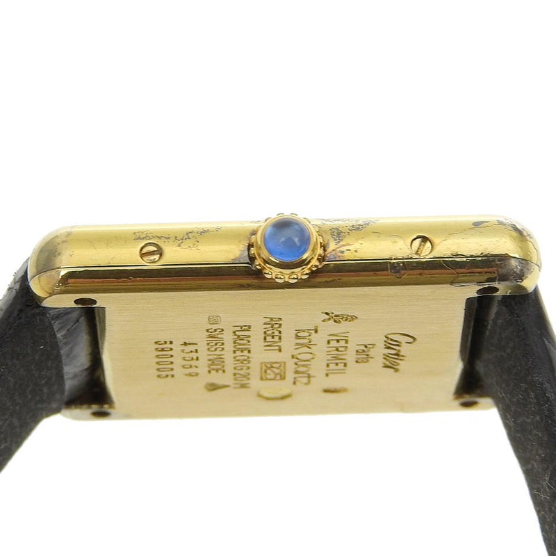 [Cartier] Cartier 
 Reloj Vermeille de tanque 
 Silver 925 × Crocodile Gold Quartz Display Analog Dial Tank Vermeil Damas B-Rank