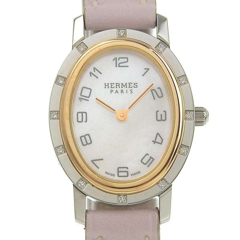 HERMES】エルメス クリッパーオーバル 腕時計 ダイヤベゼル CO1.222 ...