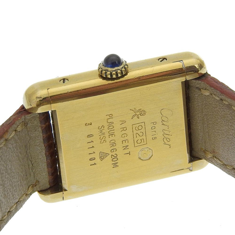 [Cartier] Cartier Mast Tank Watch Vermille Antique Silver 925 × Lizard Gold Hand Roled Bordeaux Diad Tank Ladies B-Rank