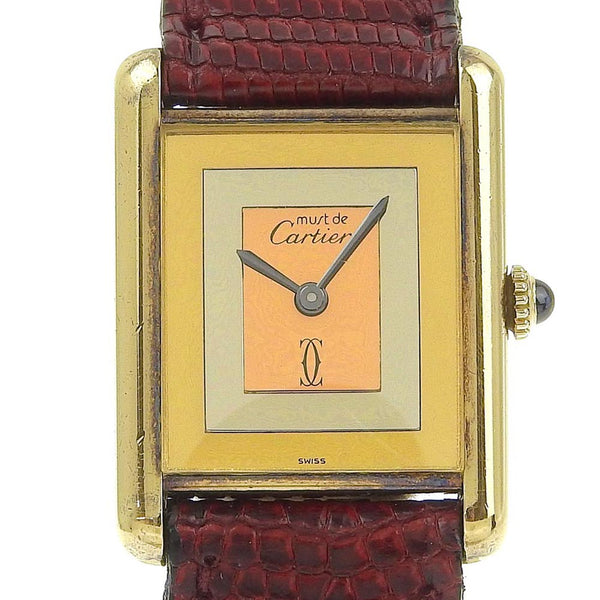 [Cartier] Cartier 
 Reloj de mástil tanque 
 Tres colores Vermille Vintage Silver 925 × Lizard Gold Gold Dial Must Tank Ladies