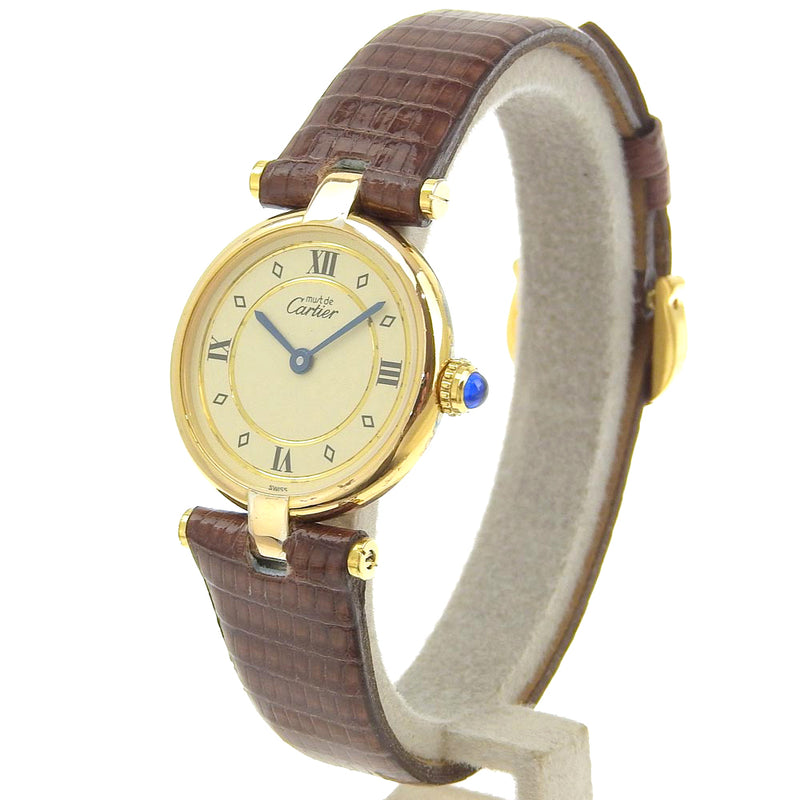 [Cartier] Cartier 
 Massevandome reloj 
 Vermille 590004 Silver 925 × Lizard Gold Quartz Analog Ladies debe Vendome Damas