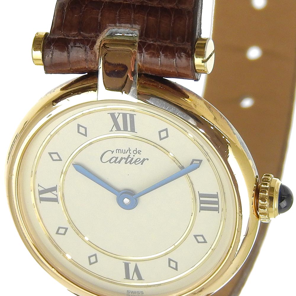 CARTIER】カルティエ マストヴァンドーム 腕時計 ヴェルメイユ 590004 シルバー925×リザード ゴールド クオーツ アナログ –  KYOTO NISHIKINO