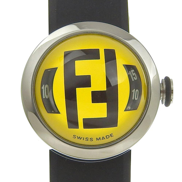 [FENDI] Fendi 
 Booth wristwatch 
 8010L Stainless Steel x Rubber Silver Quartz Analog Load Yellow Dial Boothra Ladies A-Rank
