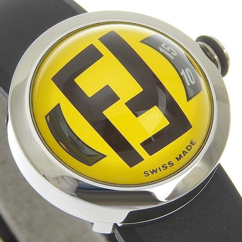 【FENDI】フェンディ
 ブースラ  腕時計
 8010L ステンレススチール×ラバー シルバー クオーツ アナログ表示 イエロー文字盤 Boothra レディースA-ランク