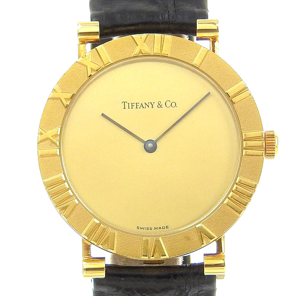 [Tiffany & co.] Tiffany 
 Atlas Watch 
 D286.753 K18 Oro amarillo × Crocodile Gold Quartz Analógico l Disposición de oro Atlas Atlas