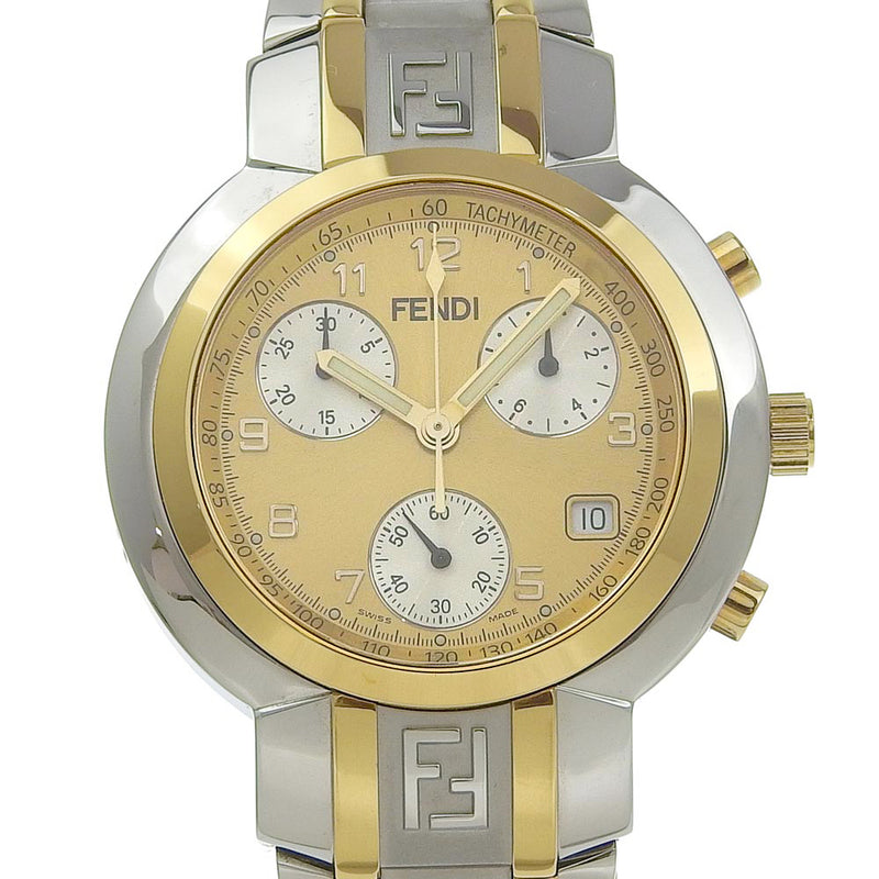 [FENDI] Fendi 
 Orolos chronograph watch 
 4500g gold plating x stainless steel silver/gold quartz chronograph gold dial HOROLOGY CHRONOGRAPH Men's A-Rank