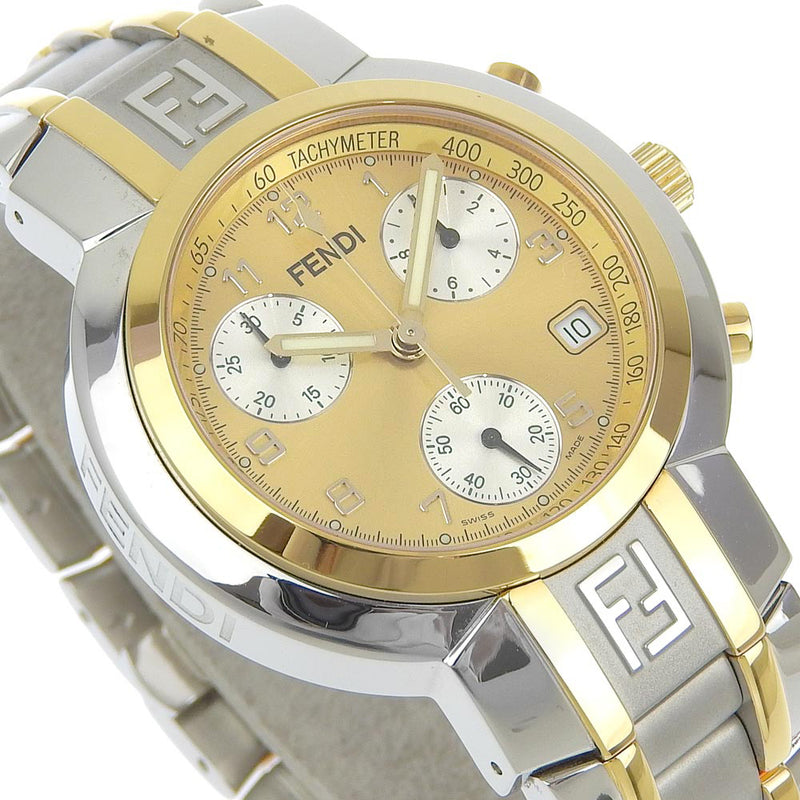 [FENDI] Fendi 
 Orolos chronograph watch 
 4500g gold plating x stainless steel silver/gold quartz chronograph gold dial HOROLOGY CHRONOGRAPH Men's A-Rank