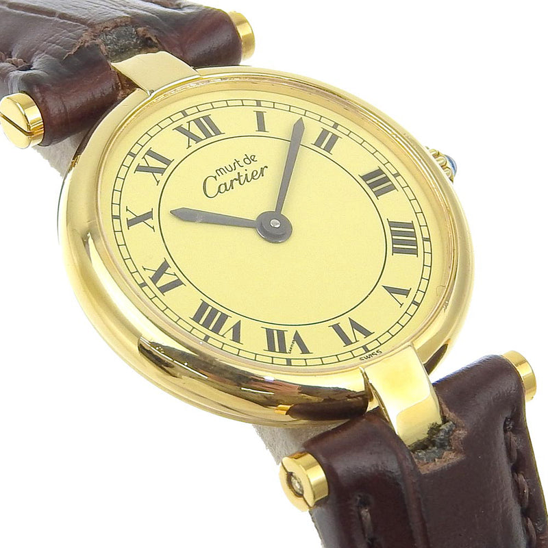 [Cartier] Cartier 
 Massevandome reloj 
 Vermille Silver 925 × Crocodile Gold Quartz Display Dial de crema de crema para vender Damas Vendome