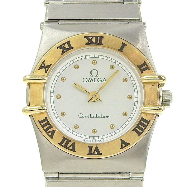 [Omega] Omega 
 Constellation mini wristwatch 
 Stainless steel silver quartz analog display white dial CONSTELLATION mini Ladies