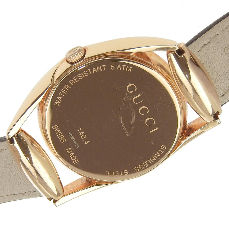 [GUCCI] Gucci 
 watch 
 140.4 Stainless steel x Leather pink gold quartz analog display black dial Men A-Rank