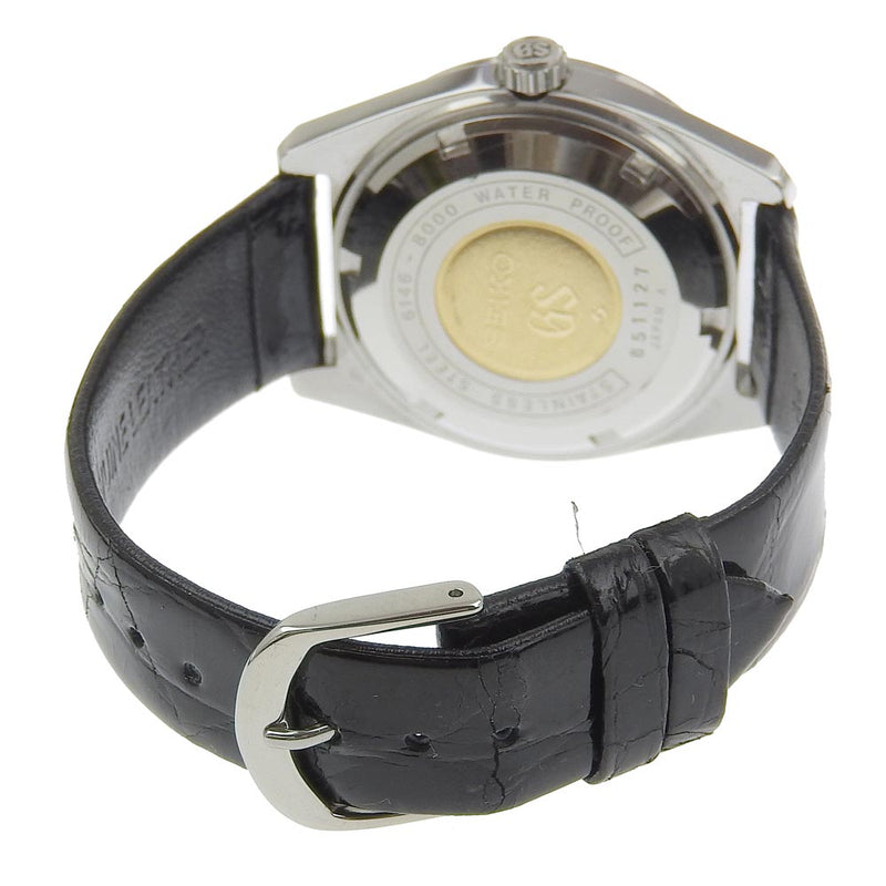 【SEIKO】セイコー
 グランドセイコー 腕時計
 ハイビート36000 cal.6146A 6146 ステンレススチール×レザー 自動巻き シルバー文字盤 Grand Seiko メンズA-ランク