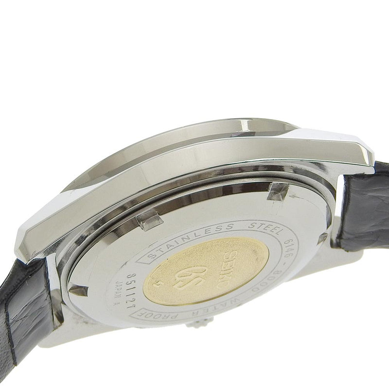 【SEIKO】セイコー
 グランドセイコー 腕時計
 ハイビート36000 cal.6146A 6146 ステンレススチール×レザー 自動巻き シルバー文字盤 Grand Seiko メンズA-ランク