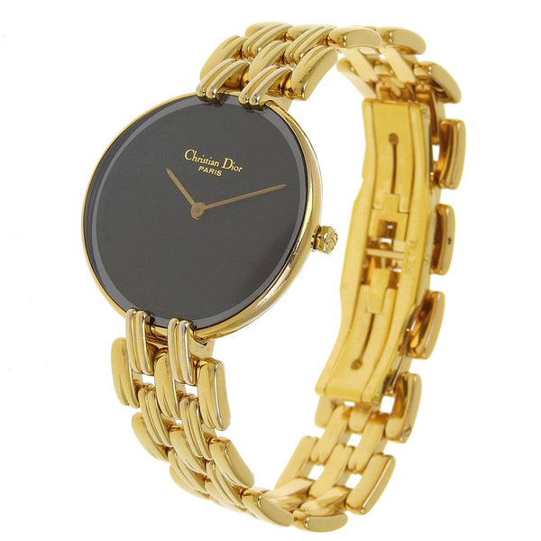 [Dior] Dior 
 바키라 시계 
 l 46.154.3 골드 도금 금 쿼츠 아날로그 디스플레이 블랙 다이얼 바키라 숙녀
