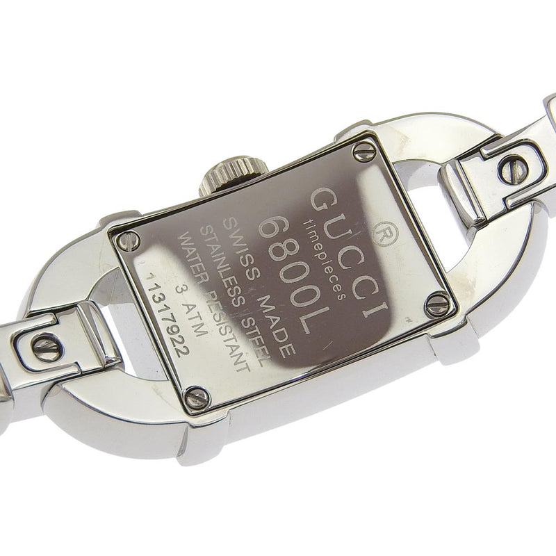 【GUCCI】グッチ
 バンブー 腕時計
 6800L ステンレススチール シルバー クオーツ アナログ表示 白文字盤 Bamboo レディースAランク