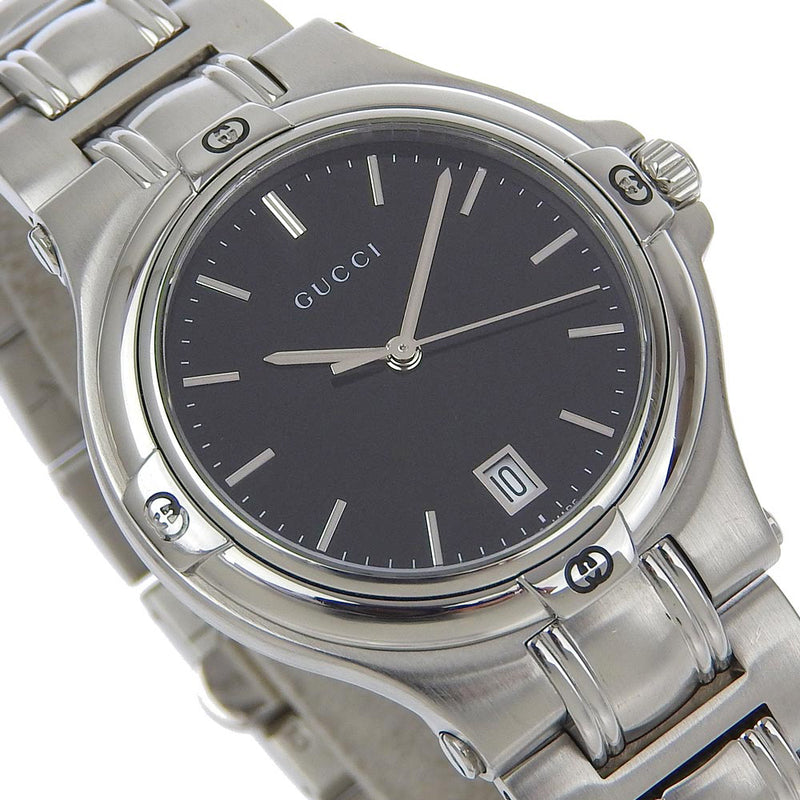 【GUCCI】グッチ
 腕時計
 9040M ステンレススチール シルバー クオーツ アナログ表示 黒文字盤 メンズ