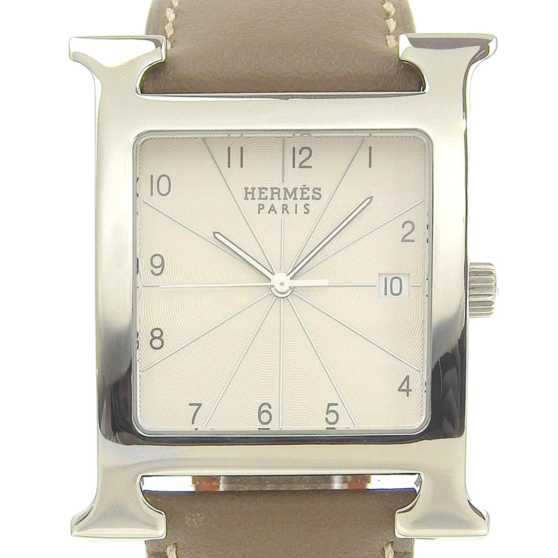 HERMES】エルメス Ｈウォッチ 腕時計 HH1.810 ステンレススチール×レザー シルバー/ベージュ □Q刻印 クオーツ アナログ表 –  KYOTO NISHIKINO