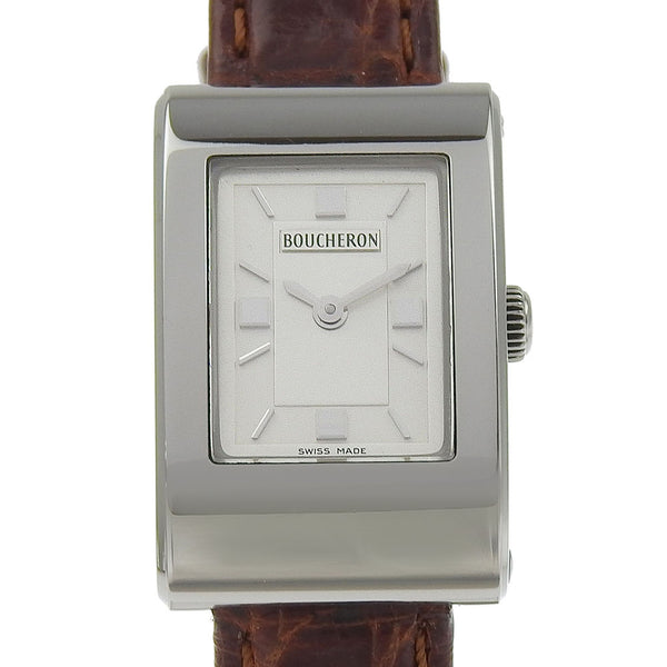 [Boucheron] 
 watch 
 Stainless Steel×Embossed Leather Quartz Analog display SilverDial Women's A-rank