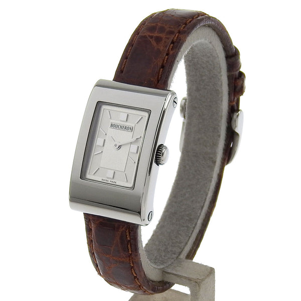 [Boucheron] 
 watch 
 Stainless Steel×Embossed Leather Quartz Analog display SilverDial Women's A-rank