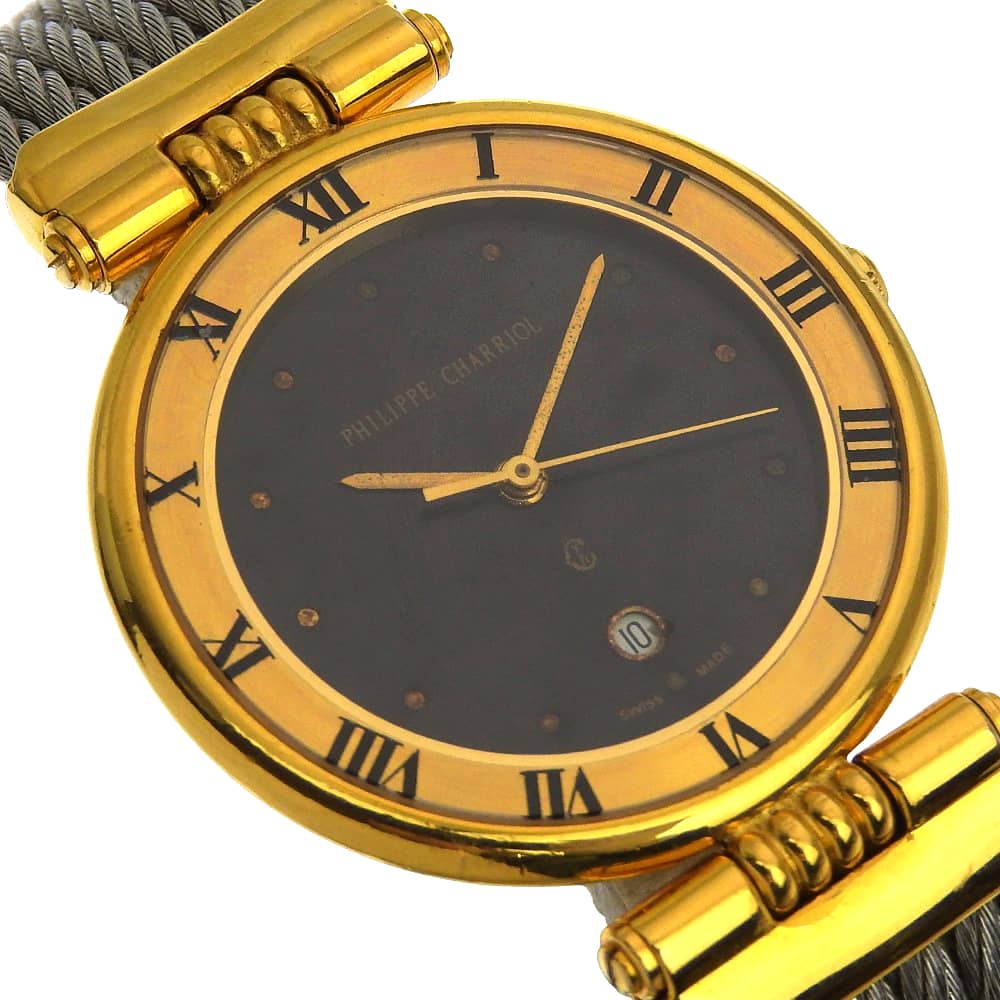 PHILIPPE CHARRIOL GENEVE デイト 時計 1355. PHILIPPE CHARRIOL] Philippe Charriol Celtic watch 65.8.1288 Quartz