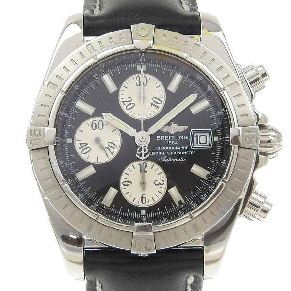 [Breitling] breitling 
 Reloj de Chronomat 
 A13356 acero inoxidable x cronógrafo automático de cuero dial negro cronomat rank de hombres