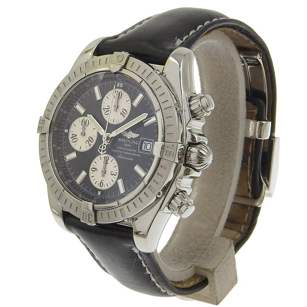 [BREITLING] Breitling 
 Chronomat Watch 
 A13356 Stainless steel x leather automatic chronograph black dial Chronomat Men's A-Rank