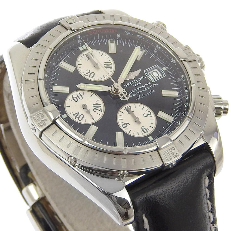 [BREITLING] Breitling 
 Chronomat Watch 
 A13356 Stainless steel x leather automatic chronograph black dial Chronomat Men's A-Rank