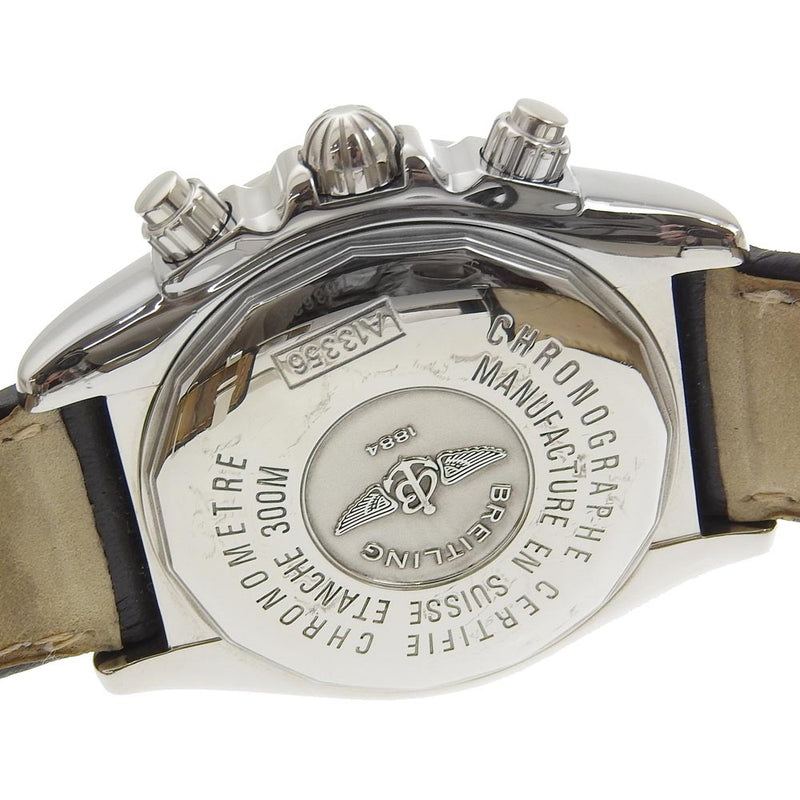 【BREITLING】ブライトリング
 クロノマット 腕時計
 A13356 ステンレススチール×レザー 自動巻き クロノグラフ 黒文字盤 Chronomat メンズA-ランク