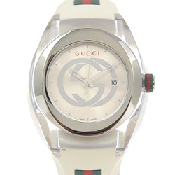 [Gucci] Gucci 
 水槽手表 
 137.1不锈钢X橡胶石英模拟显示银色拨号水槽男士