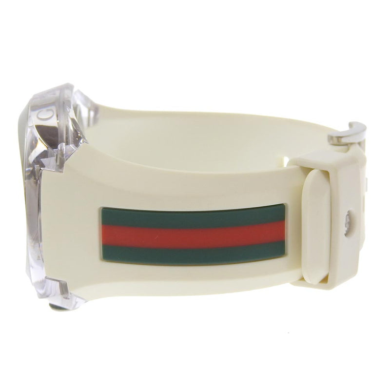 [Gucci] Gucci 
 水槽手表 
 137.1不锈钢X橡胶石英模拟显示银色拨号水槽男士