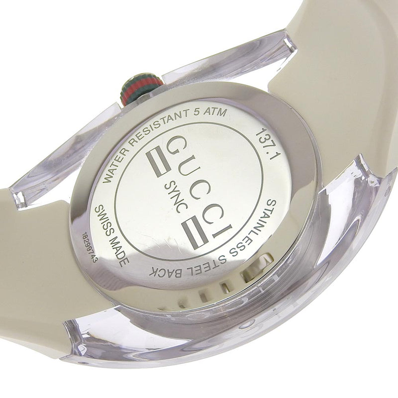 【GUCCI】グッチ
 シンク 腕時計
 137.1 ステンレススチール×ラバー クオーツ アナログ表示 シルバー文字盤 sink メンズ