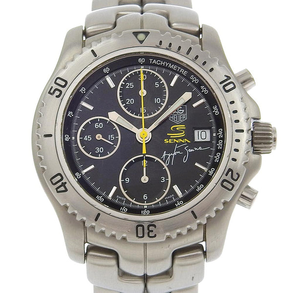 [TAG HEUER] TAG Hoire 
 Link Ailton Sena Watch 
 4098 Limited CT2115 Stainless steel Automatic winding chronograph black dial Link ayrton SENNA Men's