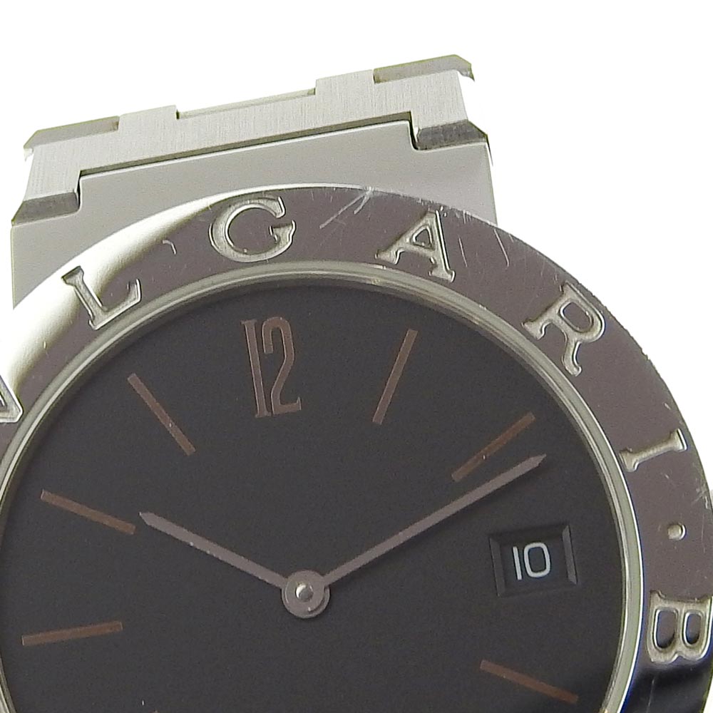 【BVLGARI】ブルガリ ブルガリブルガリ BB33SS ステンレススチール クオーツ アナログ表示 メンズ 黒文字盤 腕時計