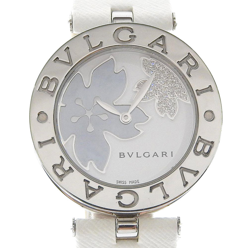 【BVLGARI】ブルガリ
 B-zero1 腕時計
 ビーゼロワン BZ30FDSL ステンレススチール×レザー フラワー クオーツ アナログ表示 ホワイトシェル文字盤 B-zero1 レディースAランク