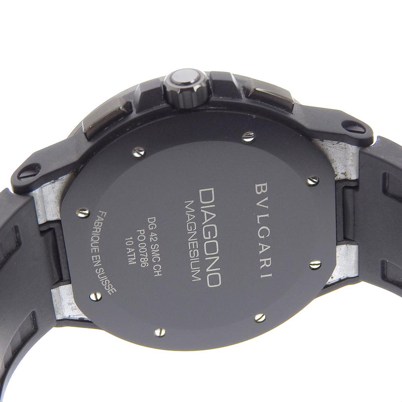 【BVLGARI】ブルガリ
 ディアゴノ 腕時計
 マグネシウム クロノグラフ DG42SMCCH ラバー×マグネシウム 自動巻き クロノグラフ シルバー文字盤 Diagono メンズA-ランク