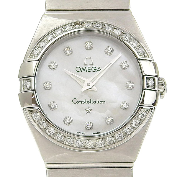 [Omega] Omega 
 Constellation watch 
 Diamond Besel 10P diamond 123.15.24.60.55.001 Stainless steel x diamond quartz analog display White shell dial consTellaTION Ladies A+Rank