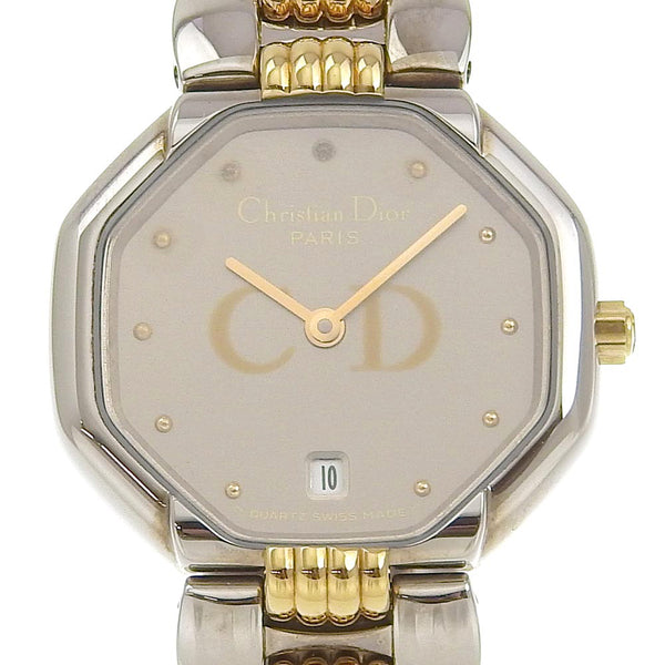 【Dior】クリスチャンディオール
 腕時計
 ステンレススチール クオーツ アナログ表示 グレー文字盤 レディースA-ランク