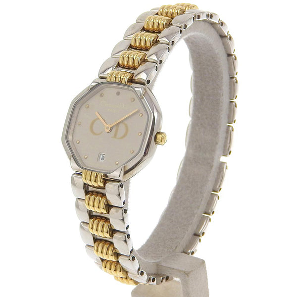 【Dior】クリスチャンディオール
 腕時計
 ステンレススチール クオーツ アナログ表示 グレー文字盤 レディースA-ランク