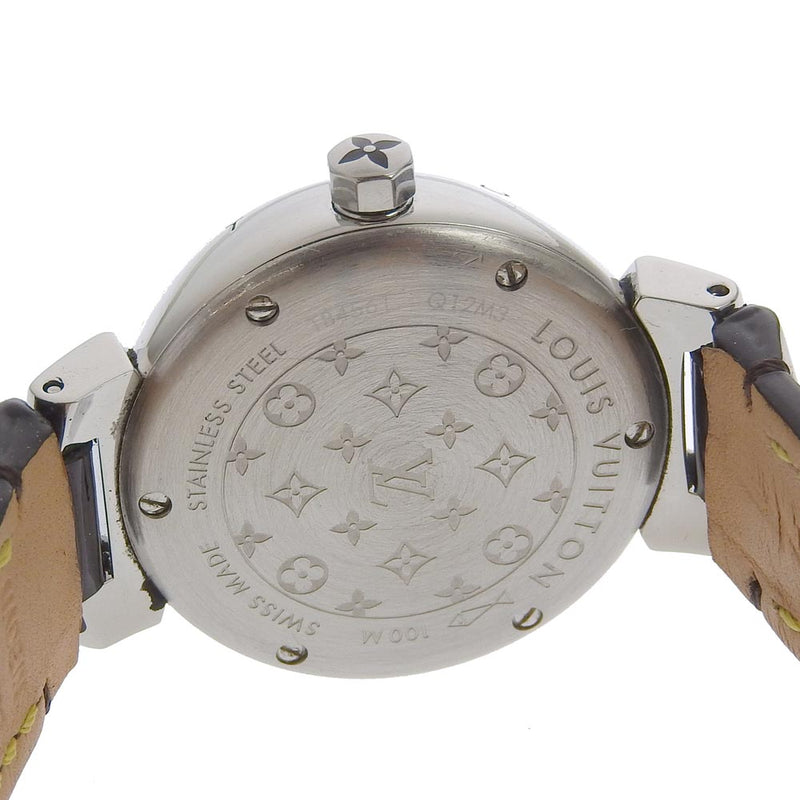 【LOUIS VUITTON】ルイ・ヴィトン
 タンブール 腕時計
 ディスクディアモンPM Q12M3 ステンレススチール×モノグラムヴェルニ クオーツ アナログ表示 ボルドー文字盤 Tambour レディース