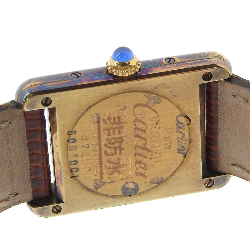 [Cartier] Cartier 
 Reloj de mástil tanque 
 Vermille Cal.057 5057991 Silver 925 × Lizard Gold Quartz Display Analog Dial Marfil Dial debe Tank Ladies B-Rank